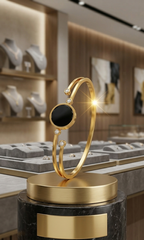 Celestial Gold & Onyx Multi-Accent Bangle