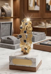 Celestial Hearts: The Sapphire Zig-Zag Bangle