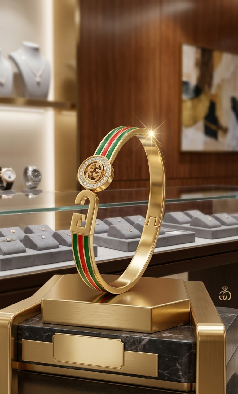 Heritage Gold & Enamel Web Bangle