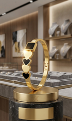 Geometric Heart Onyx Bangle
